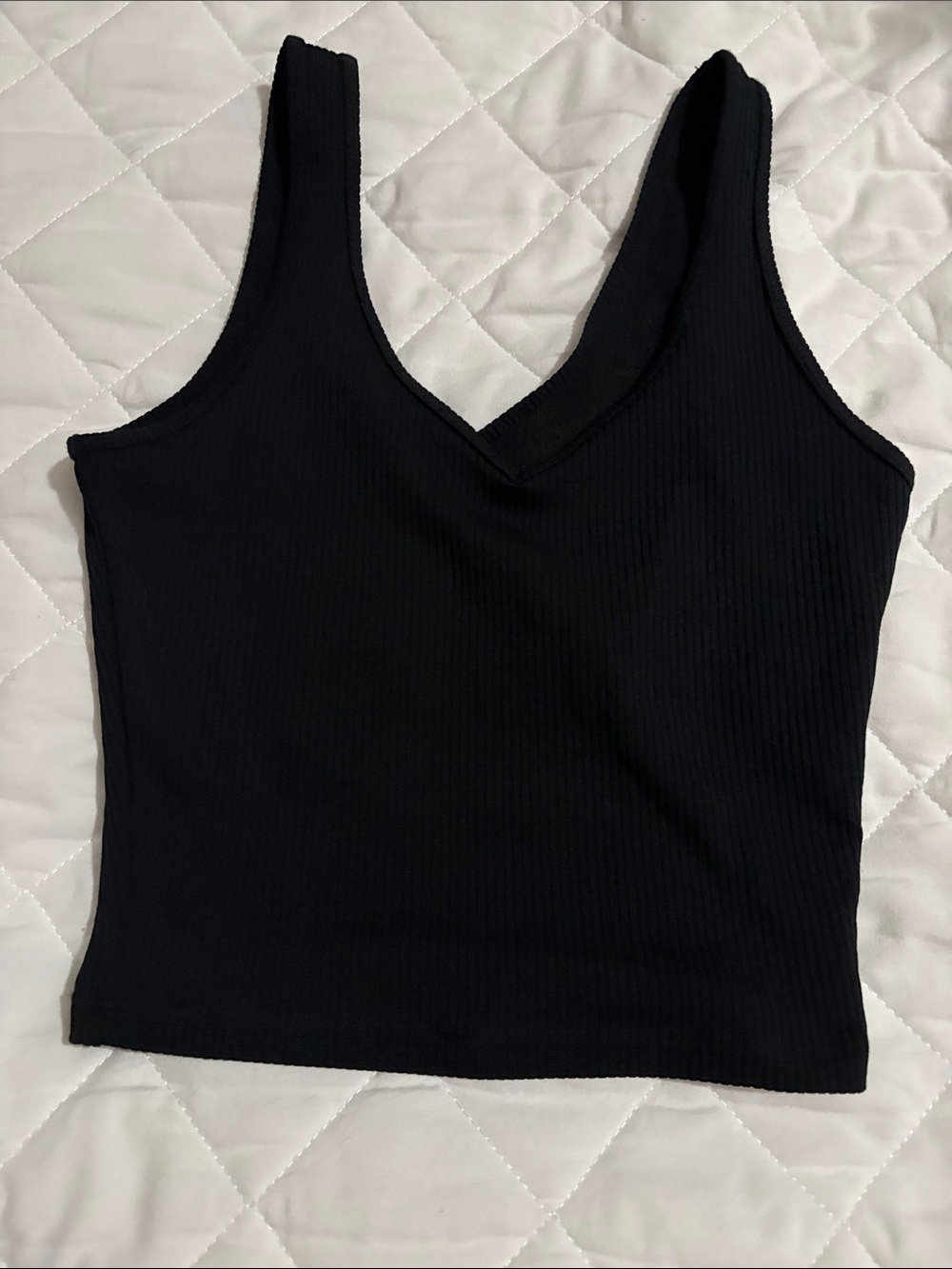 Hollister Black Ribbed V-Neck Tank - Girls